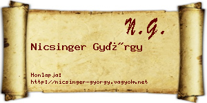 Nicsinger György névjegykártya